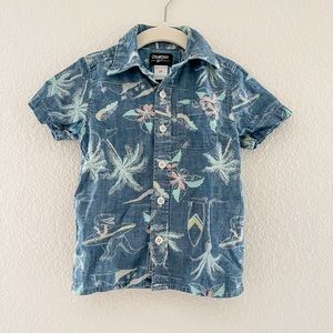 Short sleeve blue collar shirt with a vacation theme from Oshkosh B’gosh